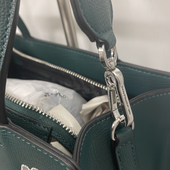 KARL LAGERFELD PARIS Maybelle Hunter Green Satchel NWT with airpods case - Picture 4 of 8